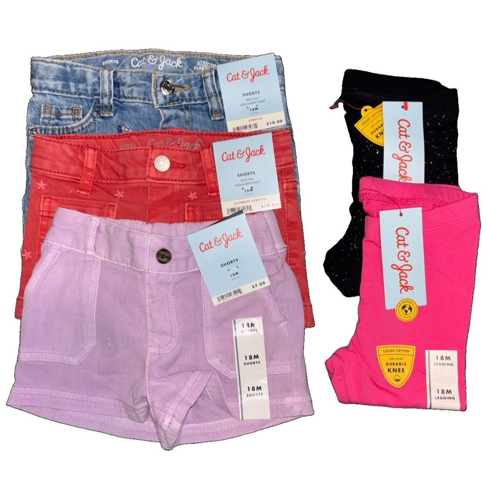 Cat & Jack Baby Girl’s 18M Summer 5pc Clothing Lot NWT Bottoms Only